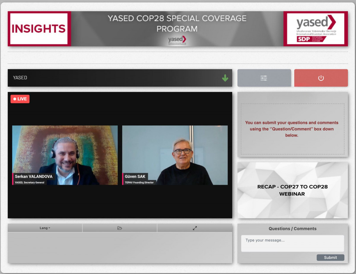 Uluslararası Yatırımcılar Derneği (YASED) COP28 Özel Yayın Programı