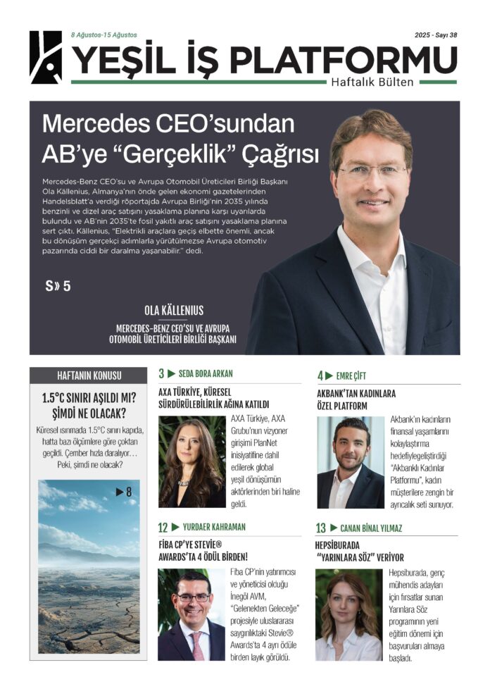 Yeşil İş Platformu 15 Ağustos – kapak