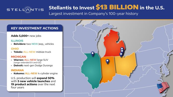 Stellantis ABD'de Sürdürülebilir Büyüme için 13 Milyar Dolarlık Yatırım Yapacak