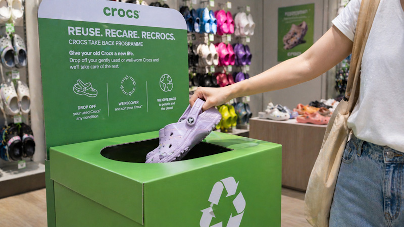 Crocs yeniden kullanım ve geri dönüşüm